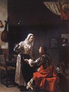 MIERIS, Frans van, the Elder Tavern scene oil painting on canvas